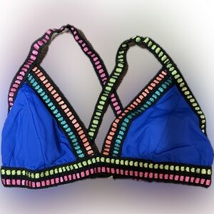 La Blanca Blue Threading Women's Bikini Top | Sz 12
